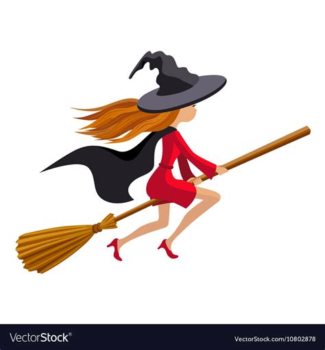 Little witch on a broomstick